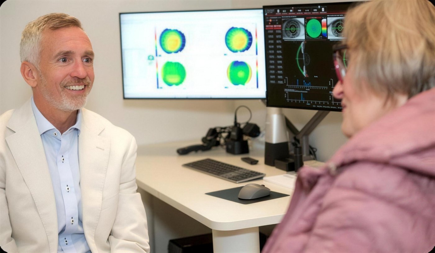 Dr Richard Barry reviewing diagnostic scans with a patient